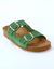 Leren mules met 2 verstelbare gespen (groen)