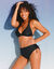 Bas de maillot de bain uni Solaro taille haute (noir)
